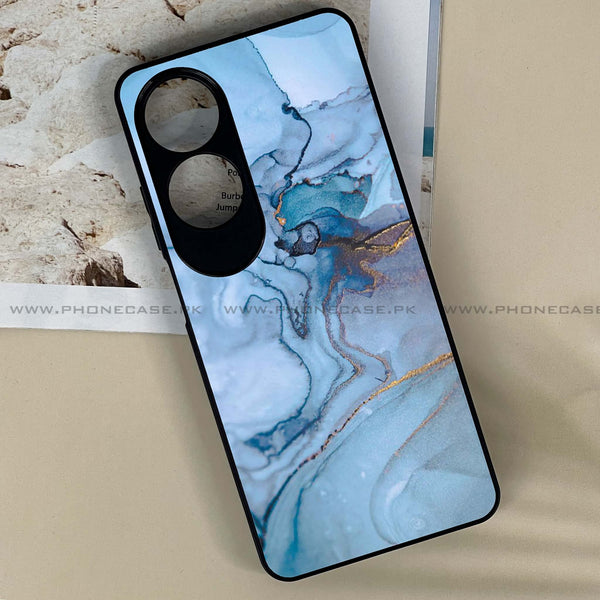 Oppo A60 - Blue Marble Series - Premium Printed Metal soft Bumper shock Proof Case