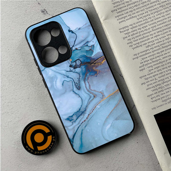 Oppo Reno 13 - Blue Marble Series - Premium Metal Printed Soft Bumper Shockproof Case