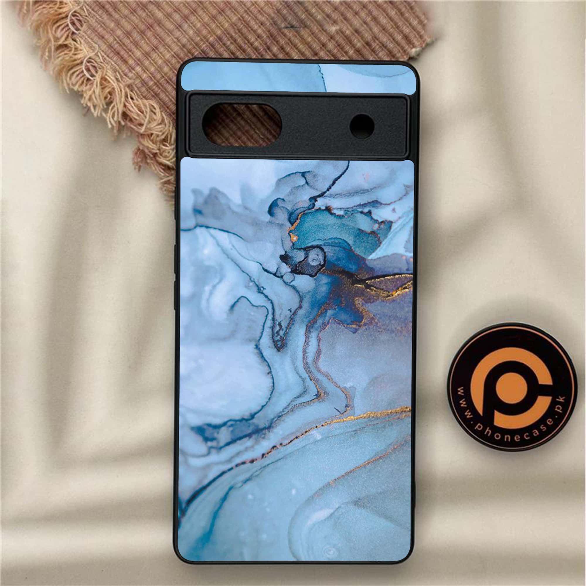 Google Pixel 6A - Blue Marble Series - Premium Metal Printed soft Bumper Shock Proof Case