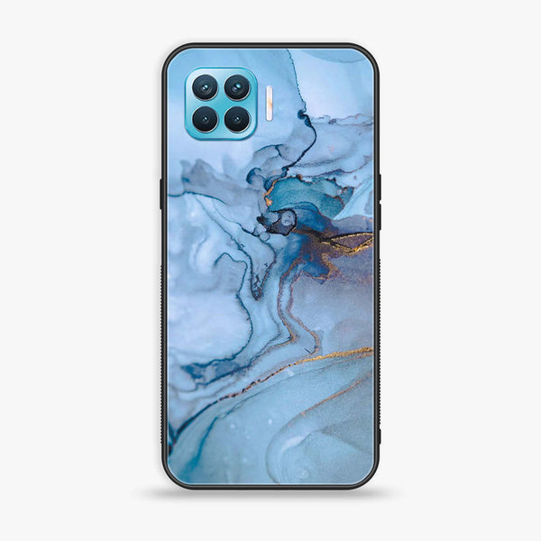 Oppo F17 Pro - Blue Marble Design 1 - Premium Printed Glass soft Bumper shock Proof Case CS-20737