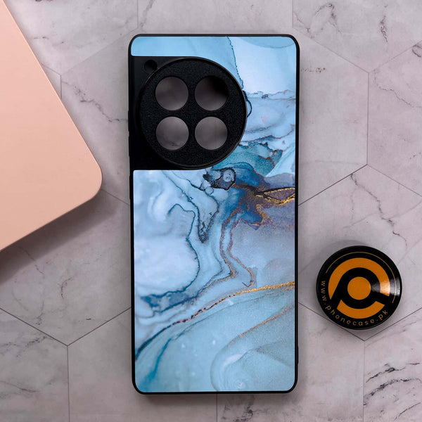 OnePlus 12R - Blue Marble Series - Premium Metal Printed soft Bumper shock Proof Case