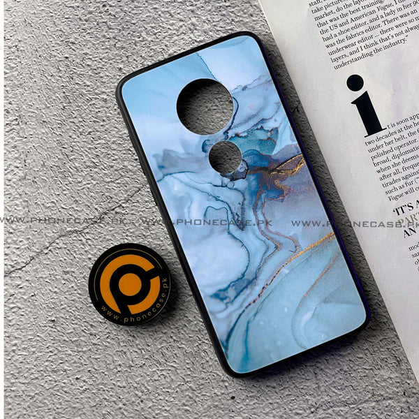 Moto G7 - Blue Marble Series - Premium Printed Glass soft Bumper shock Proof Case