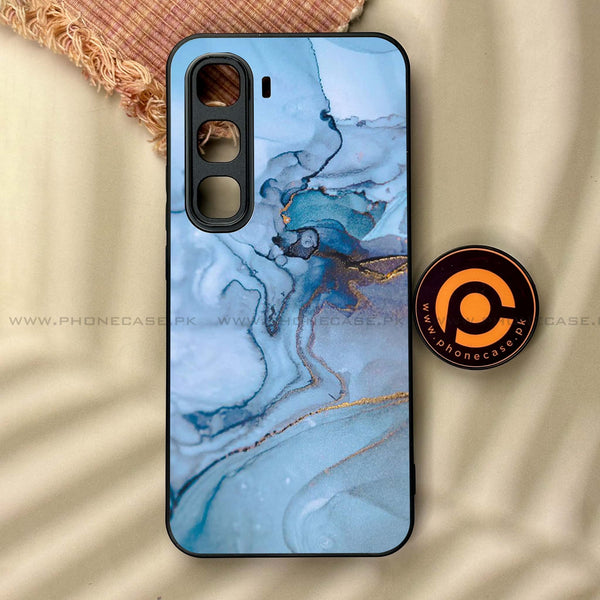 Infinix Hot 60 Pro - Blue Marble Series - Premium Metal Printed soft Bumper shock Proof Case
