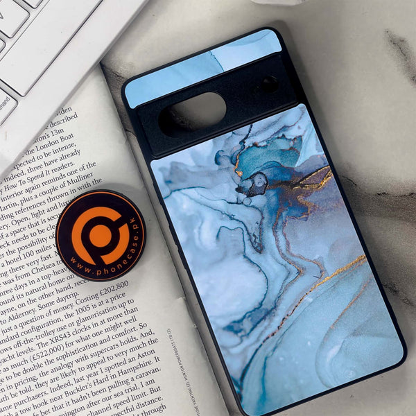 Google Pixel 7 - Blue Marble Series - Premium Metal Printed soft Bumper Shock Proof Case