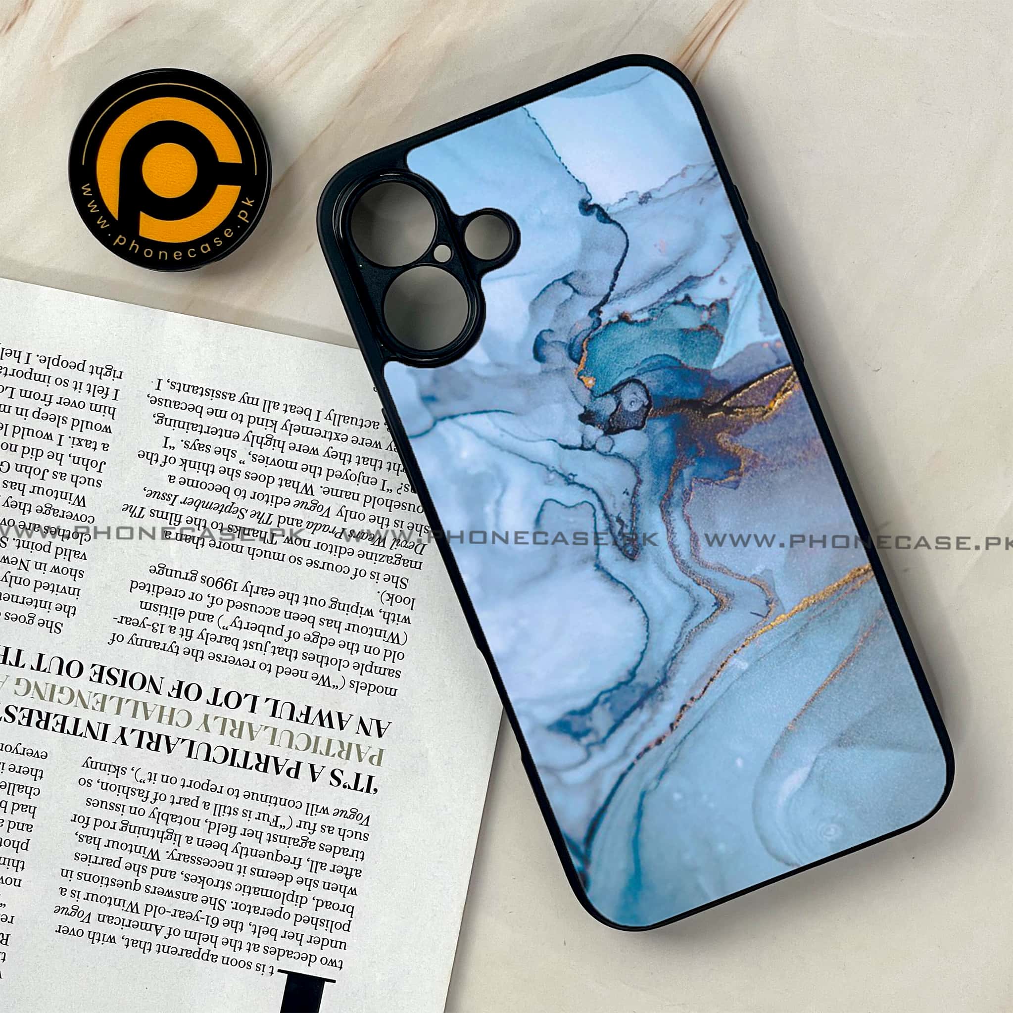 iPhone 16 Plus -  Blue Marble Series - Premium Metal Printed soft Bumper shock Proof Case