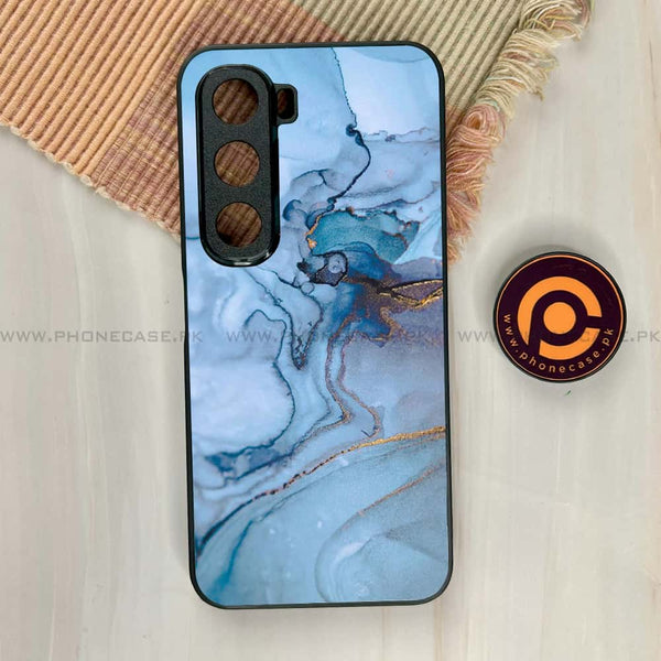 Infinix Hot 60i - Blue Marble Series - Premium Metal Printed soft Bumper shock Proof Case