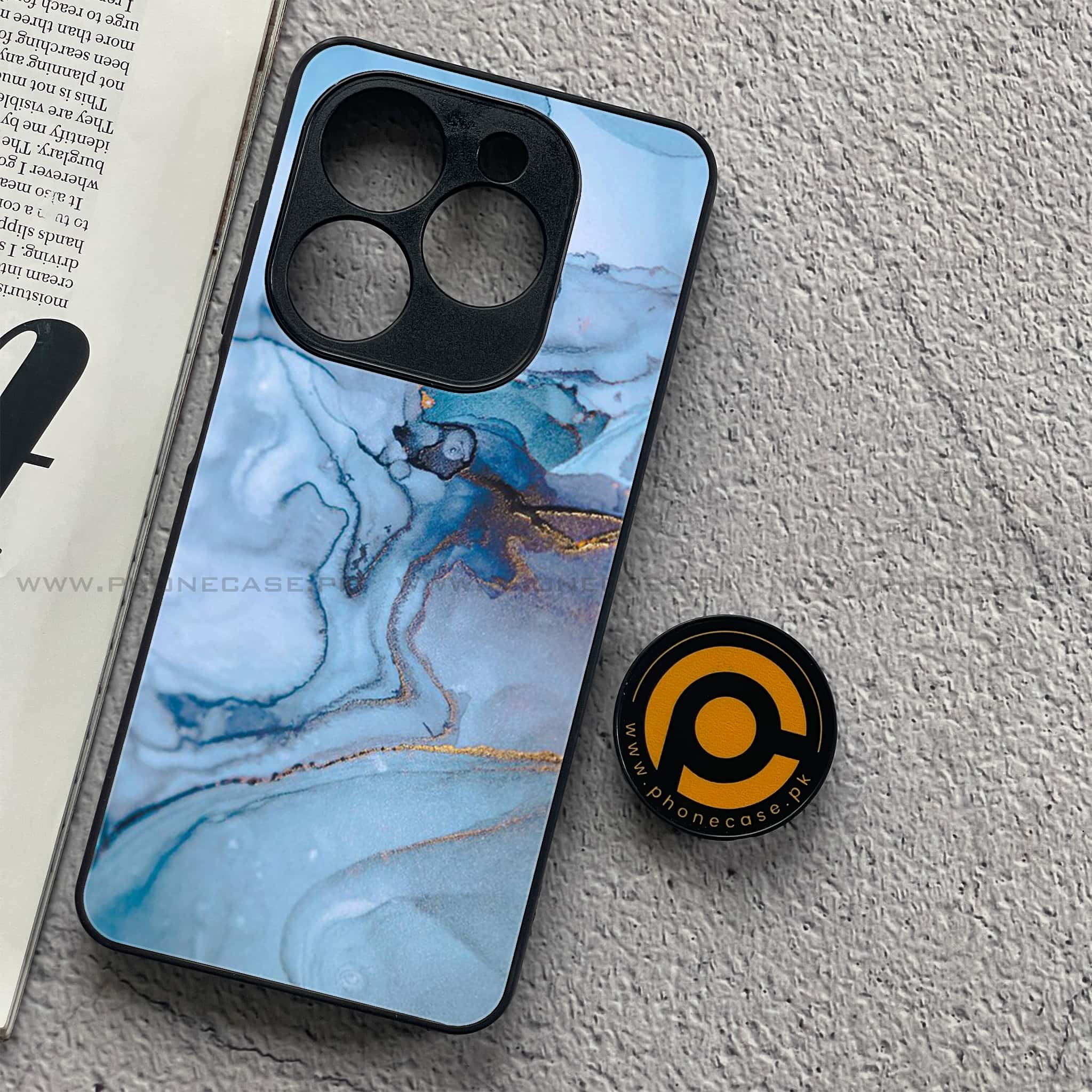 Infinix Smart 8 Pro - Blue Marble Series - Premium Metal Printed soft Bumper shock Proof Case