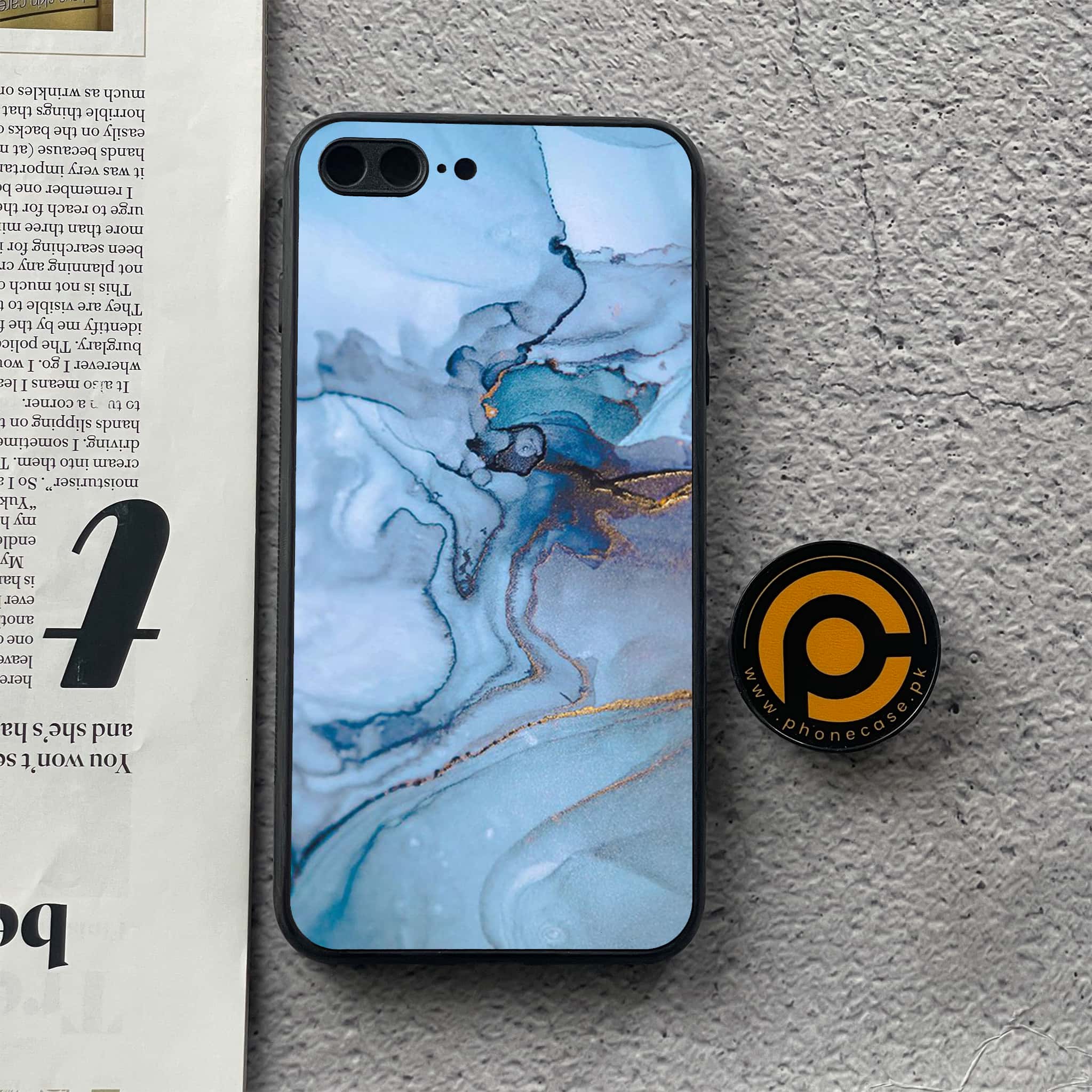 iPhone 7 Plus/ 8 Plus - Blue Marble Series - Premium Printed Glass soft Bumper shock Proof Case