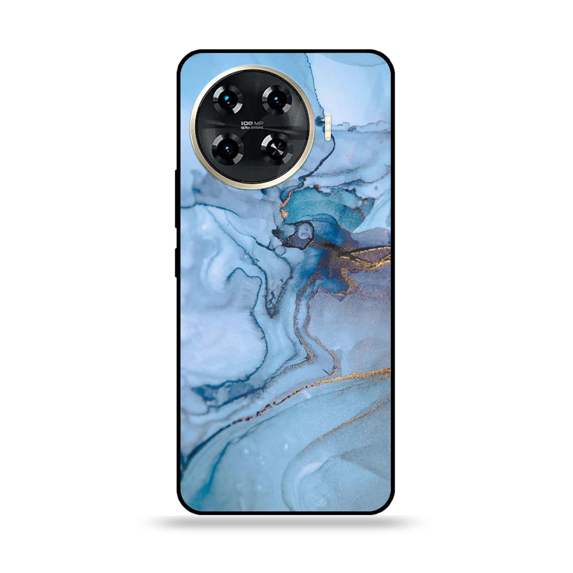 Tecno Spark 20 pro plus - Blue Marble Series - Premium Printed Glass soft Bumper shock Proof Case