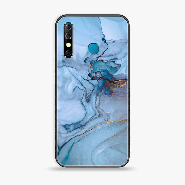 Infinix Hot 8 - Blue Marble Series - Premium Metal Printed soft Bumper Shock Proof Case