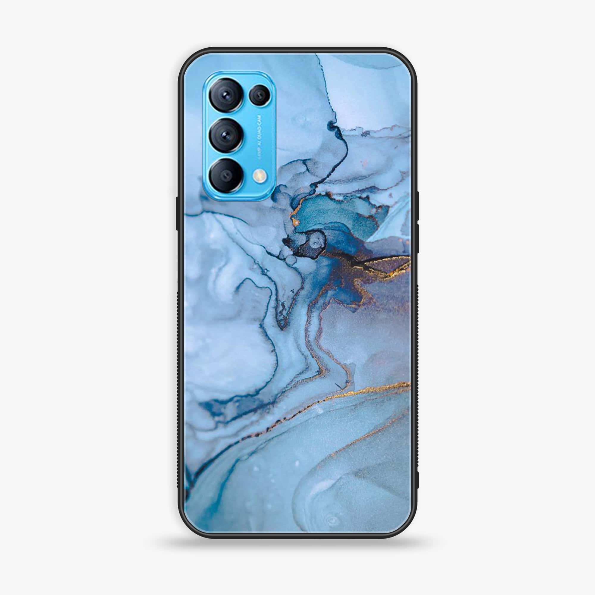 Oppo Reno 5 - Blue Marble Series - Premium Printed Glass soft Bumper shock Proof Case