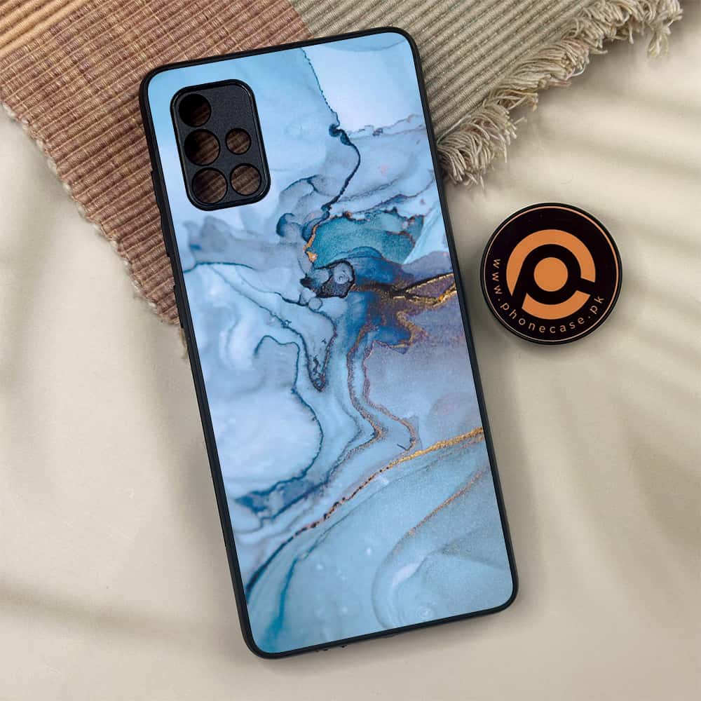 Samsung Galaxy A71 - Blue Marble Series - Premium Metal Printed soft Bumper shock Proof Case