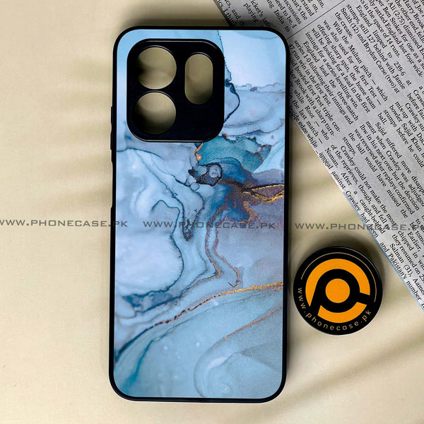 Infinix Smart 9 HD - Blue Marble Series - Premium Metal Printed soft Bumper shock Proof Case
