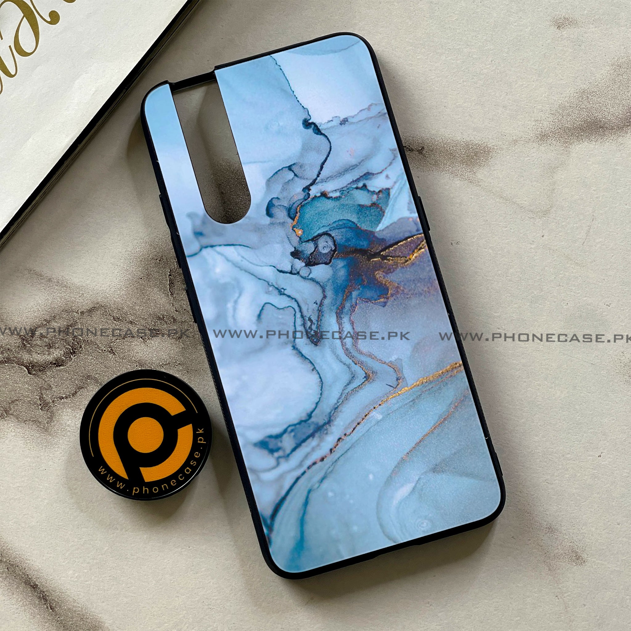 Vivo V15 Pro - Blue Marble Series - Premium Printed Glass soft Bumper shock Proof Case