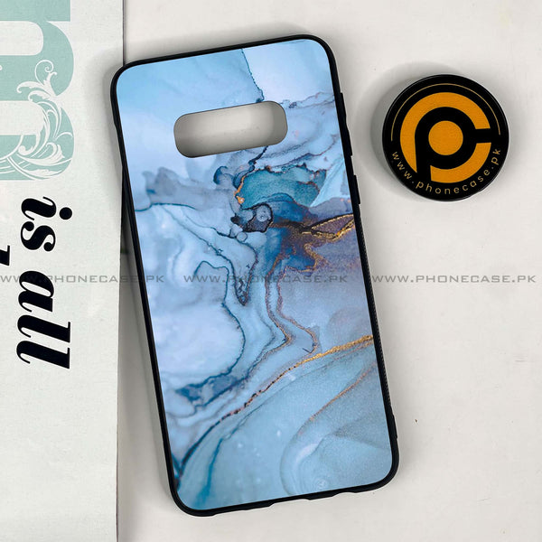 Galaxy S10e - Blue Marble Series - Premium Printed Glass soft Bumper shock Proof Case