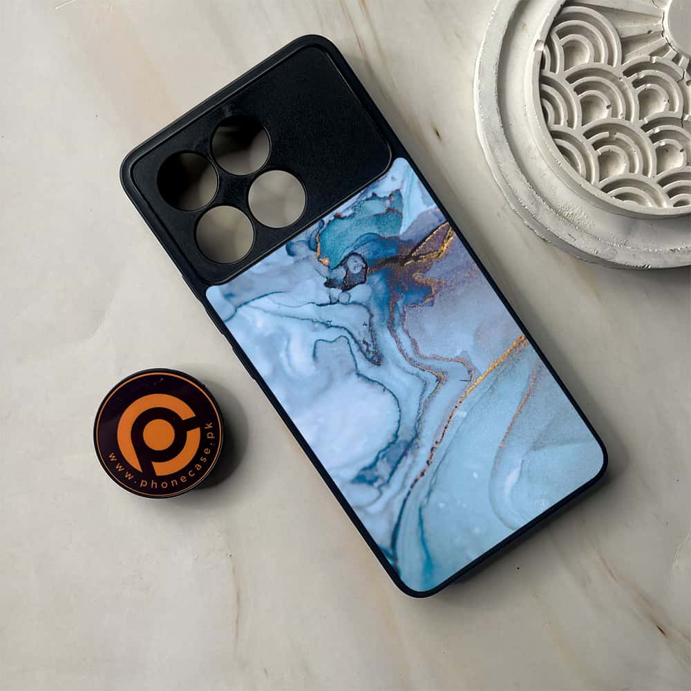 Xiaomi Poco F6 Pro - Blue Marble Series - Premium Metal Printed soft Bumper shock Proof Case