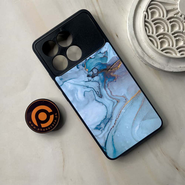 Xiaomi Poco F6 Pro - Blue Marble Series - Premium Metal Printed soft Bumper shock Proof Case