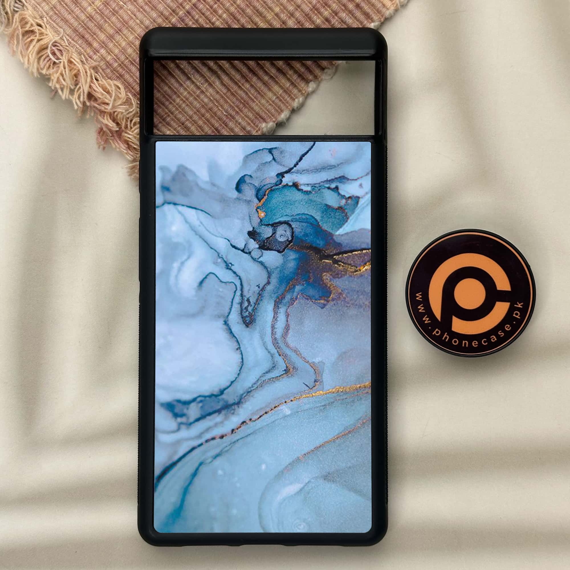 Google Pixel 6 - Blue Marble Series - Premium Metal Printed soft Bumper Shock Proof Case