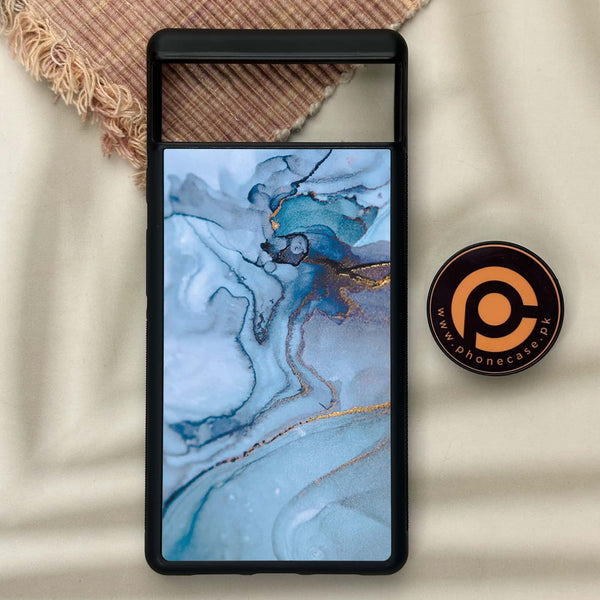 Google Pixel 6 - Blue Marble Series - Premium Metal Printed soft Bumper Shock Proof Case