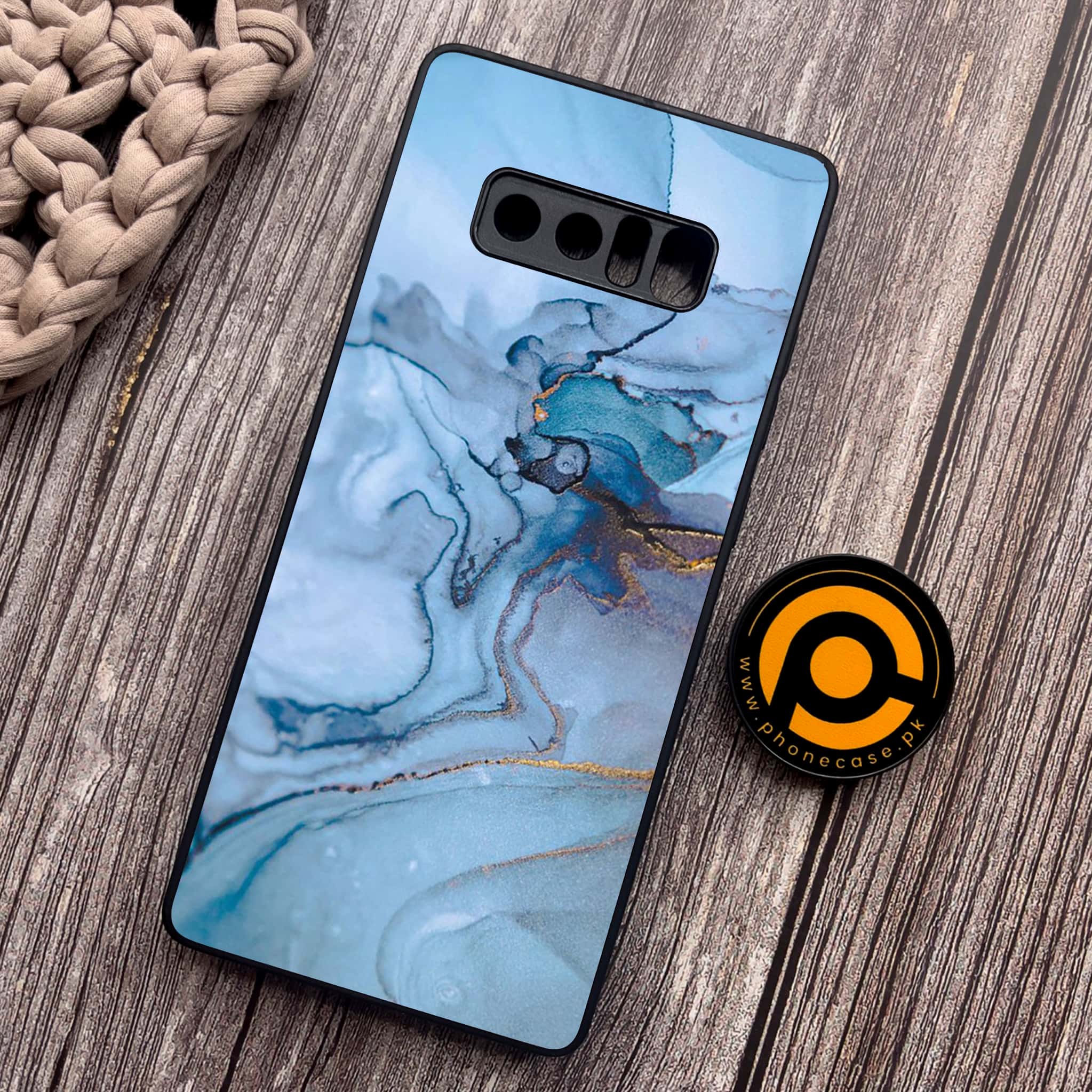 Samsung Galaxy Note 8 - Blue Marble Series - Premium Metal Printed soft Bumper shock Proof Case