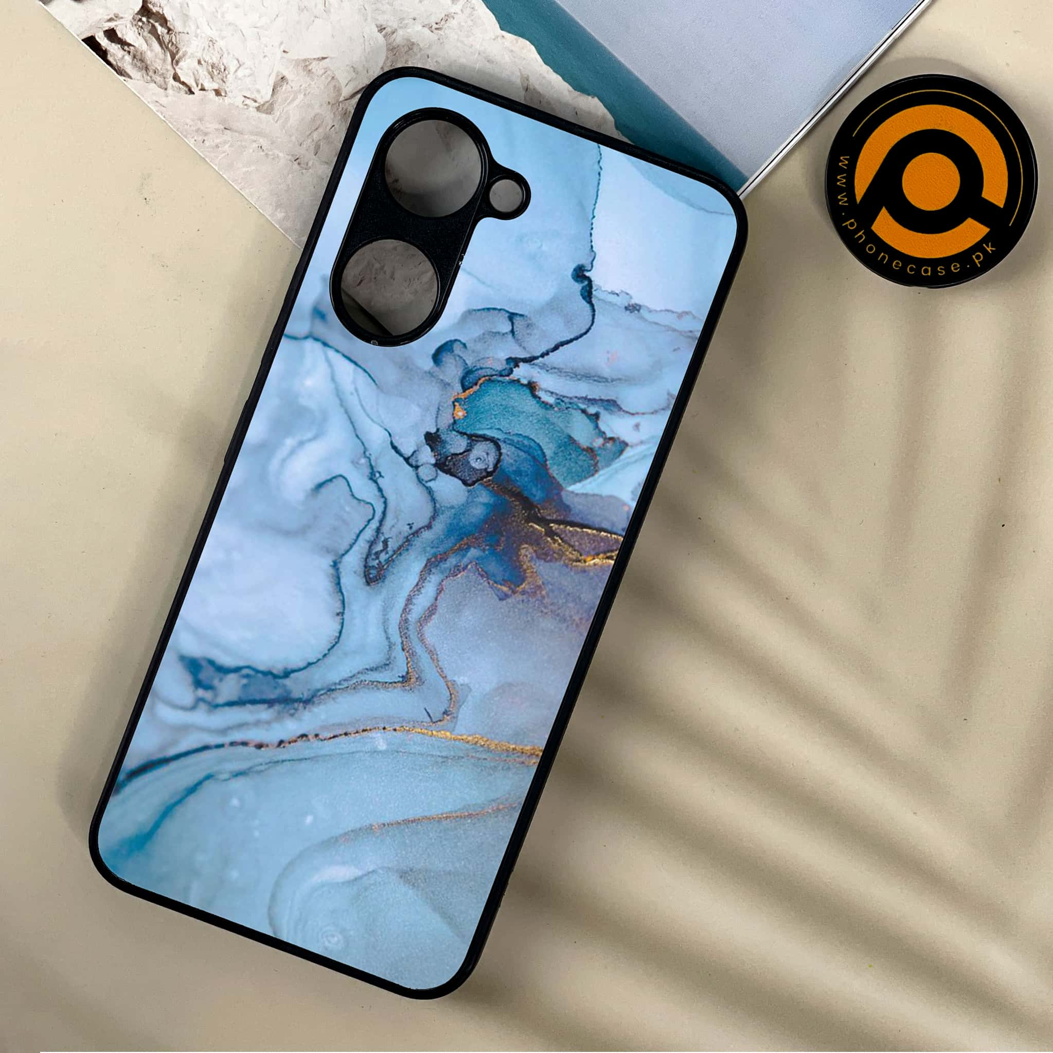 Vivo Y03 - Blue Marble Series - Premium Printed Metal soft Bumper shock Proof Case