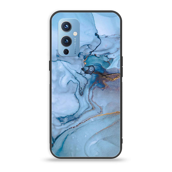 OnePlus 9 - Blue Marble Design 1 - Premium Metal Printed soft Bumper Shock Proof Case CS-14610