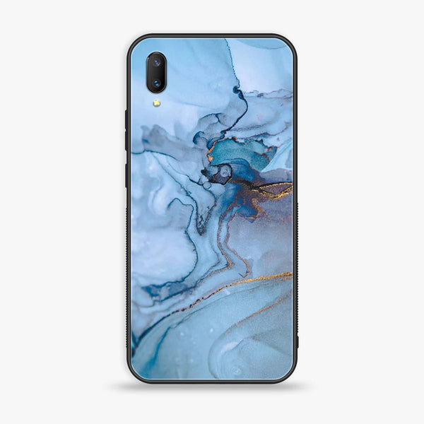 Vivo V11 - Blue Marble Series - Premium Printed Glass soft Bumper shock Proof Case