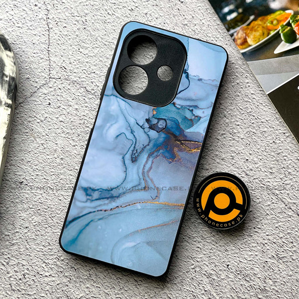 Oppo A5i - Blue Marble Series - Premium Metal Printed soft Bumper shock Proof Case