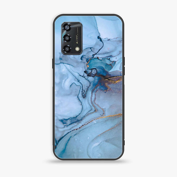 Oppo A95  - Blue Marble Series - Premium Printed Glass soft Bumper shock Proof Case