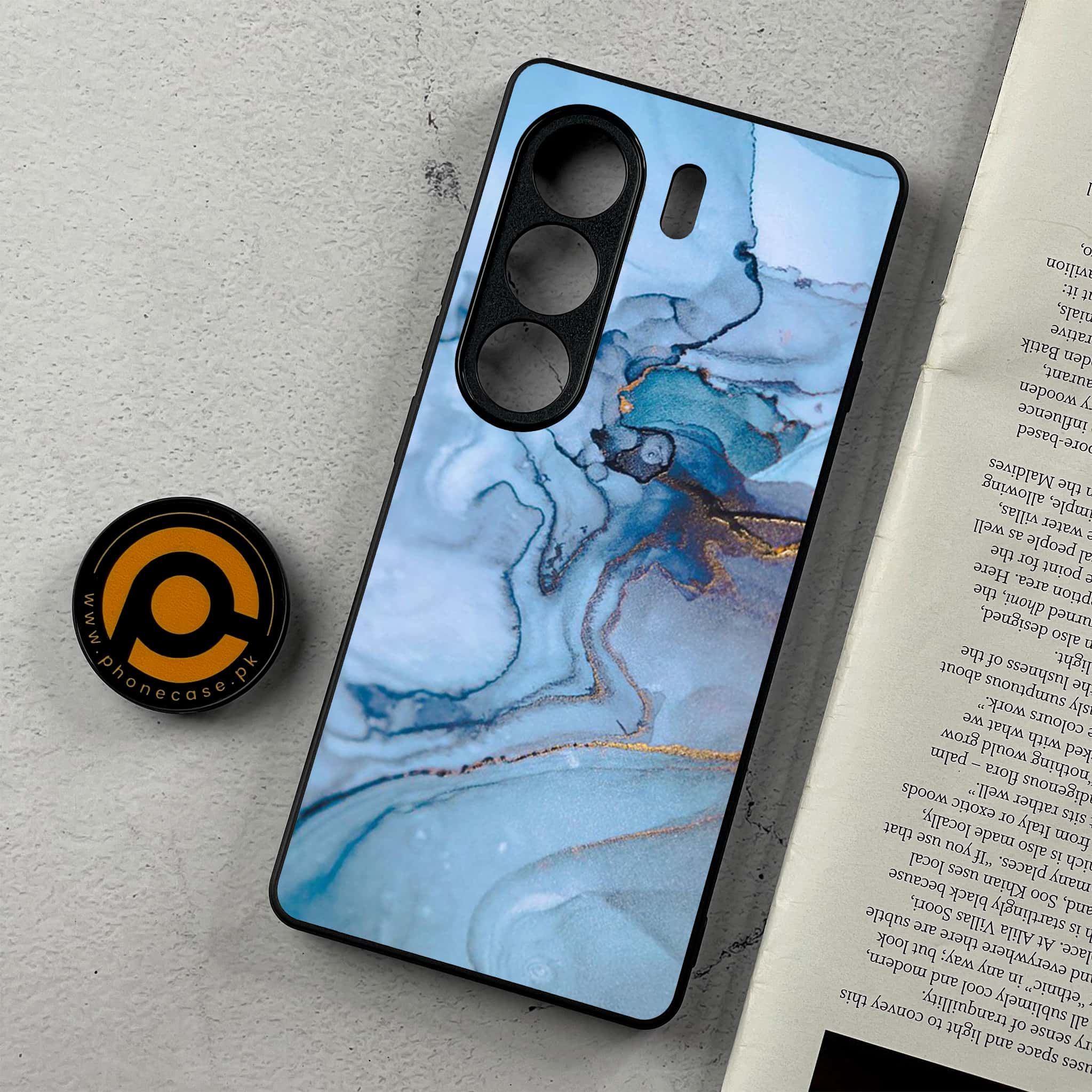 Tecno Camon 40 - Blue Marble Series  - Premium Metal Printed Soft Bumper Shockproof Case