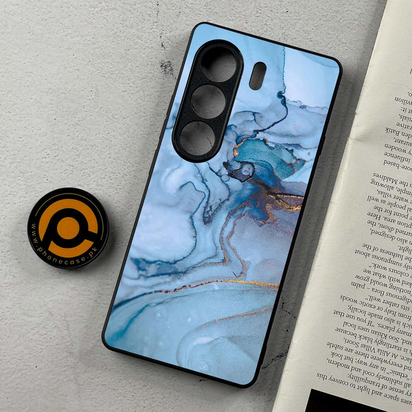 Tecno Camon 40 - Blue Marble Series  - Premium Metal Printed Soft Bumper Shockproof Case