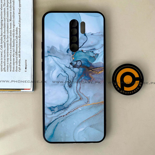 Xiaomi Redmi 9 - Blue Marble Series - Premium Printed Glass soft Bumper shock Proof Case