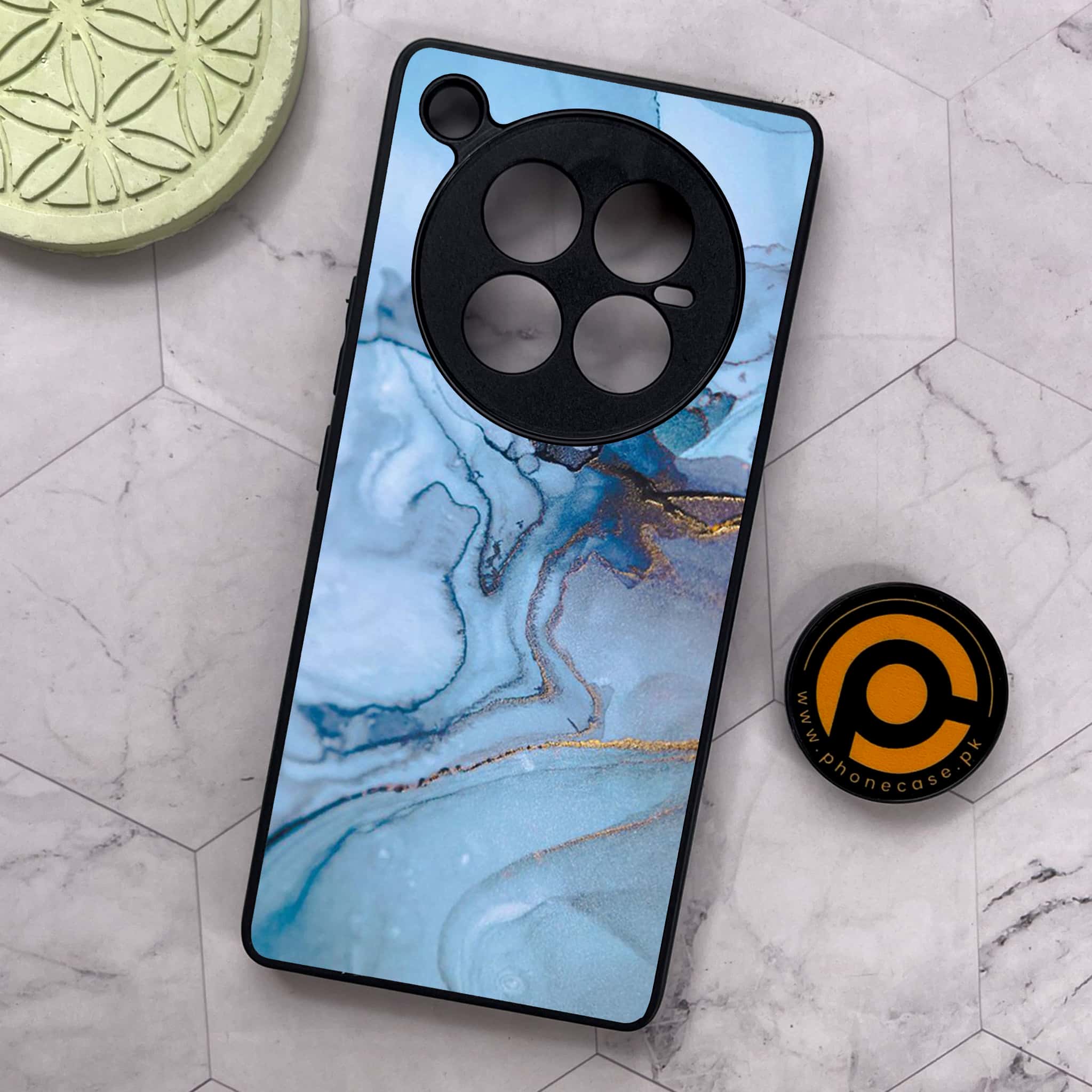 Infinix Zero 40 5G - Blue Marble Series - Premium Metal Printed soft Bumper shock Proof Case