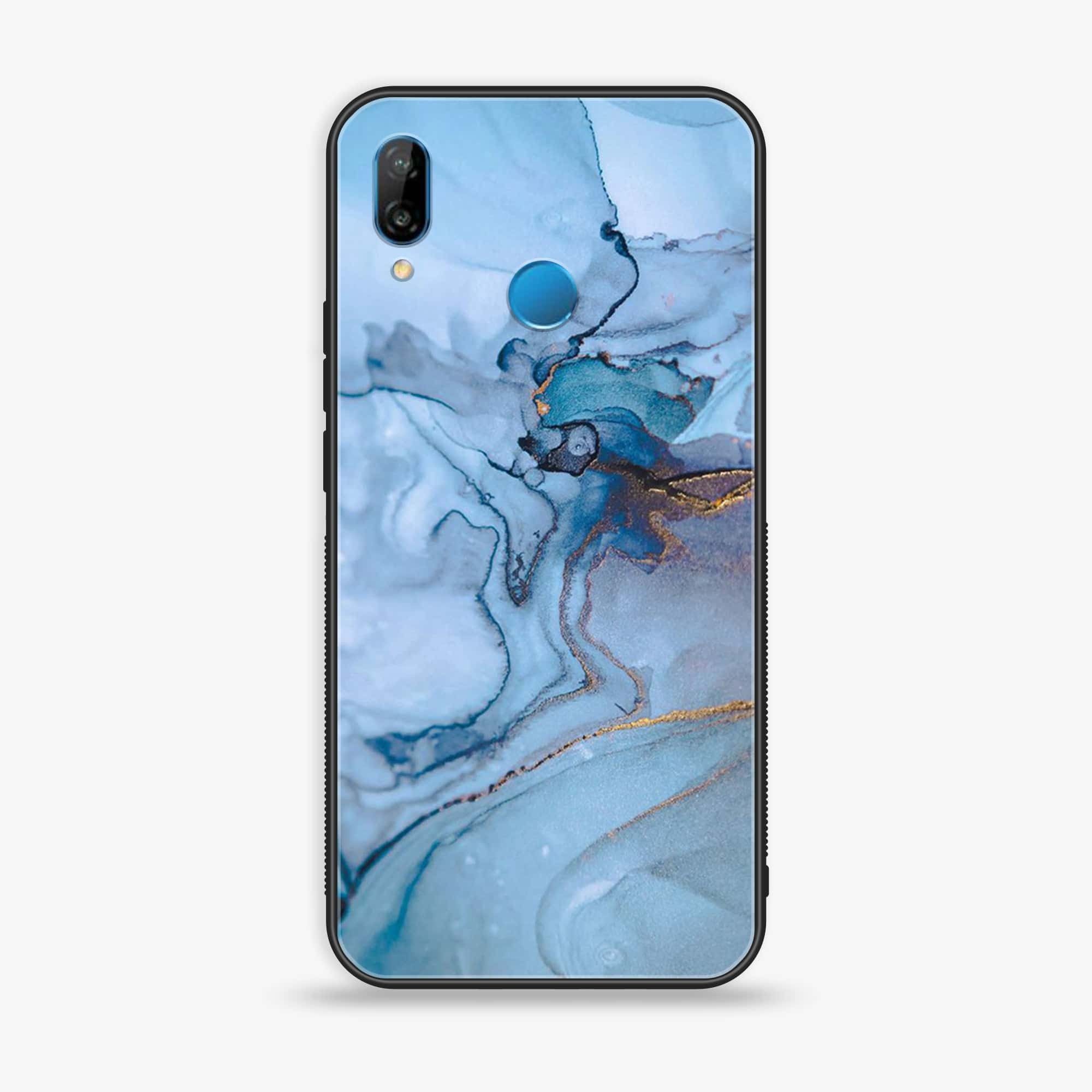 Huawei P20 lite - Blue Marble Series - Premium Printed Glass soft Bumper shock Proof Case