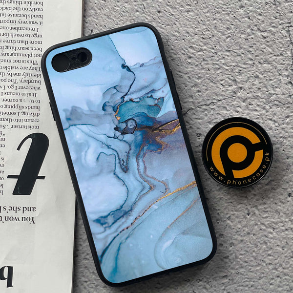 iPhone 7 / 8 - Blue Marble Series - Premium Printed Glass soft Bumper shock Proof Case