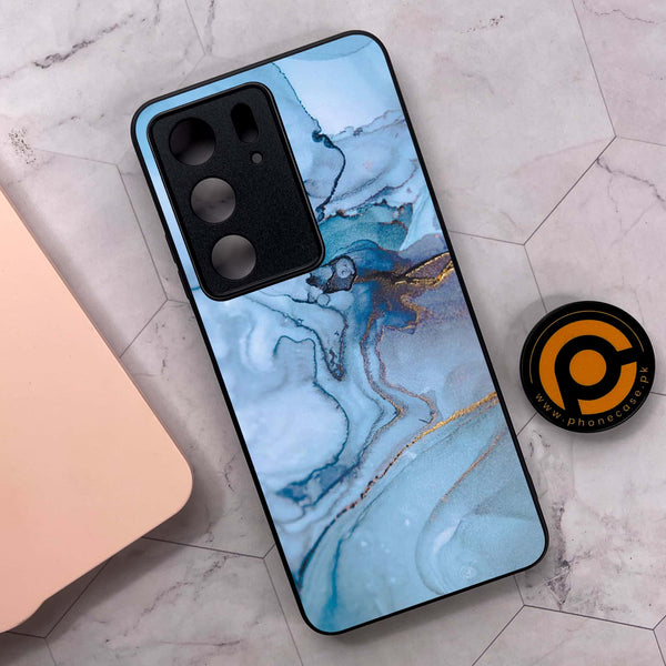 Realme C75x 4G - Blue Marble Series - Premium Metal Printed soft Bumper shock Proof Case