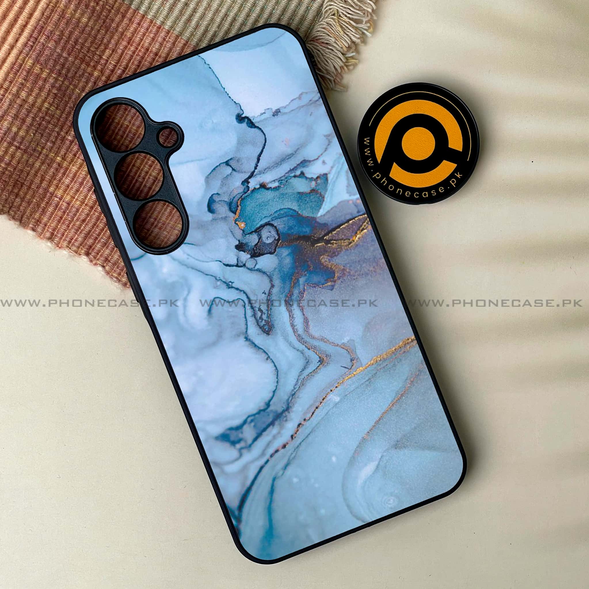 Samsung Galaxy A24 4G - Blue Marble Series - Premium Printed Glass soft Bumper shock Proof Case