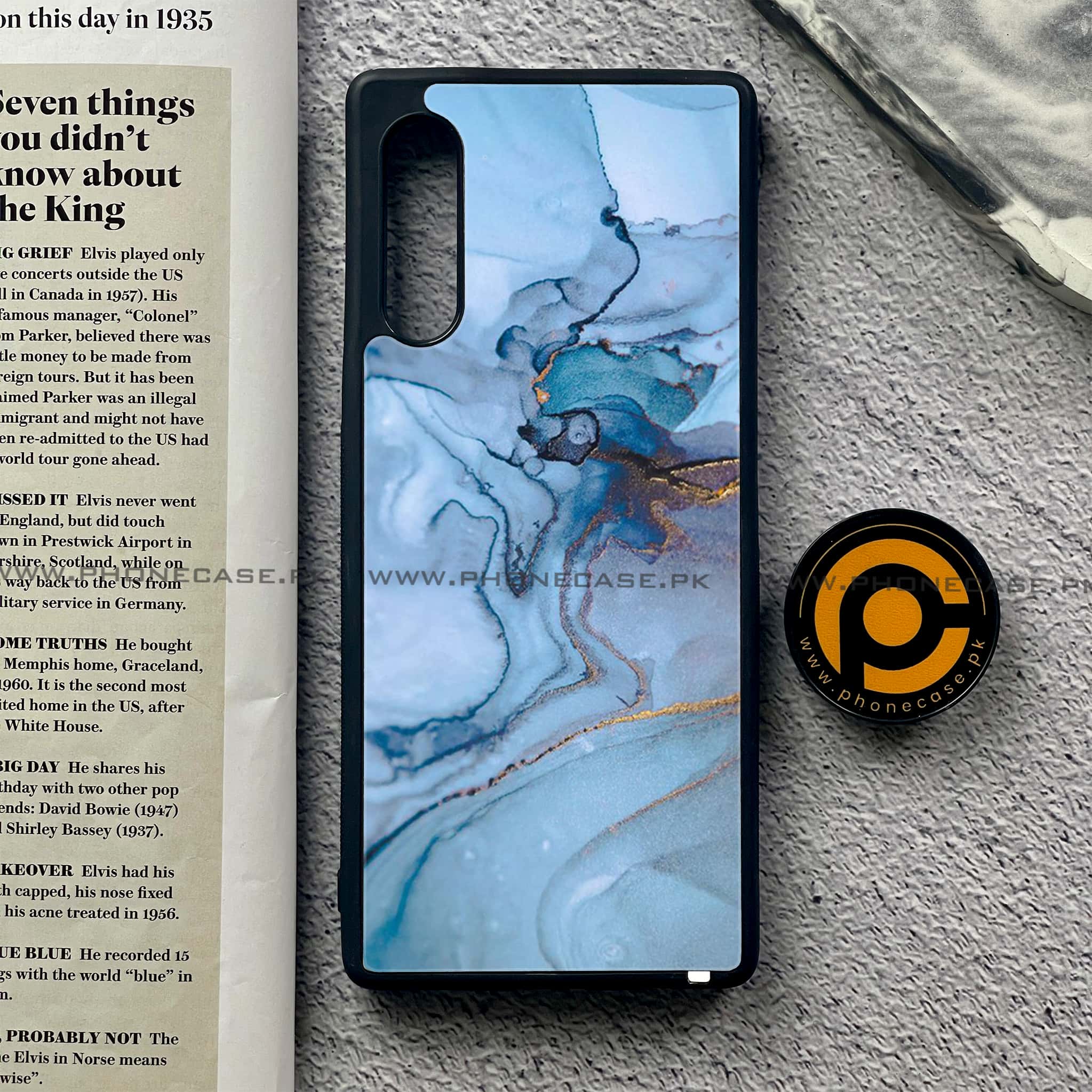 LG Velvet - Blue Marble Series - Premium Printed Glass soft Bumper shock Proof Case