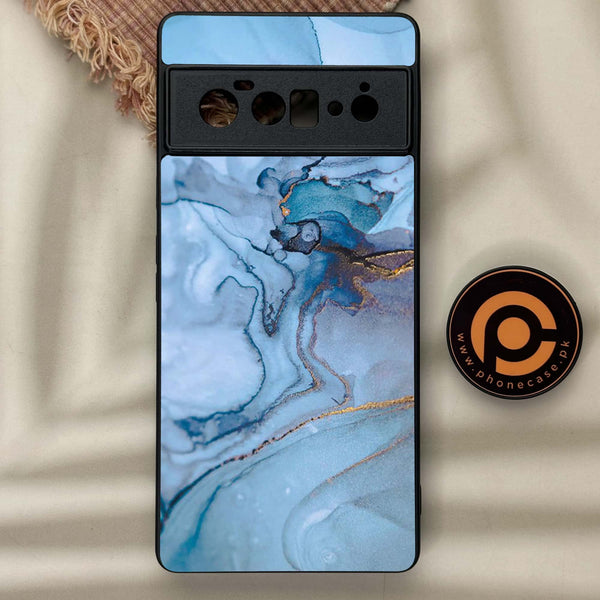Google Pixel 6 Pro- Blue  Marble Series - Premium Metal Printed soft Bumper Shock Proof Case