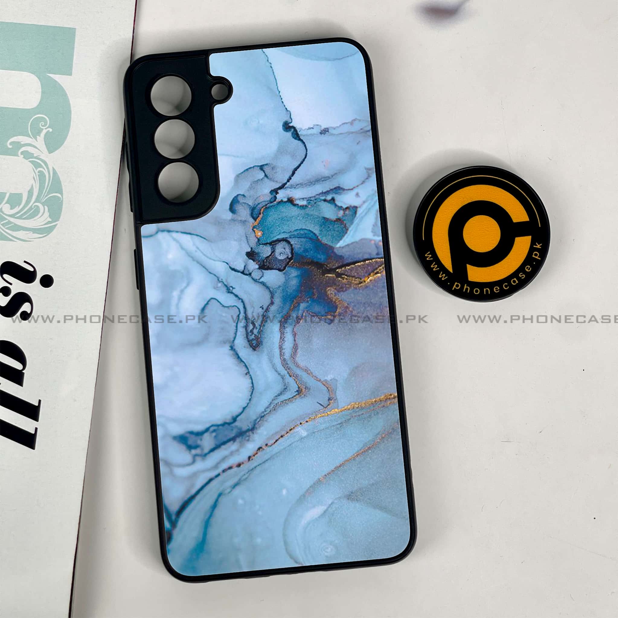 Samsung Galaxy S21 - Blue Marble Series - Premium Metal Printed soft Bumper shock Proof Case