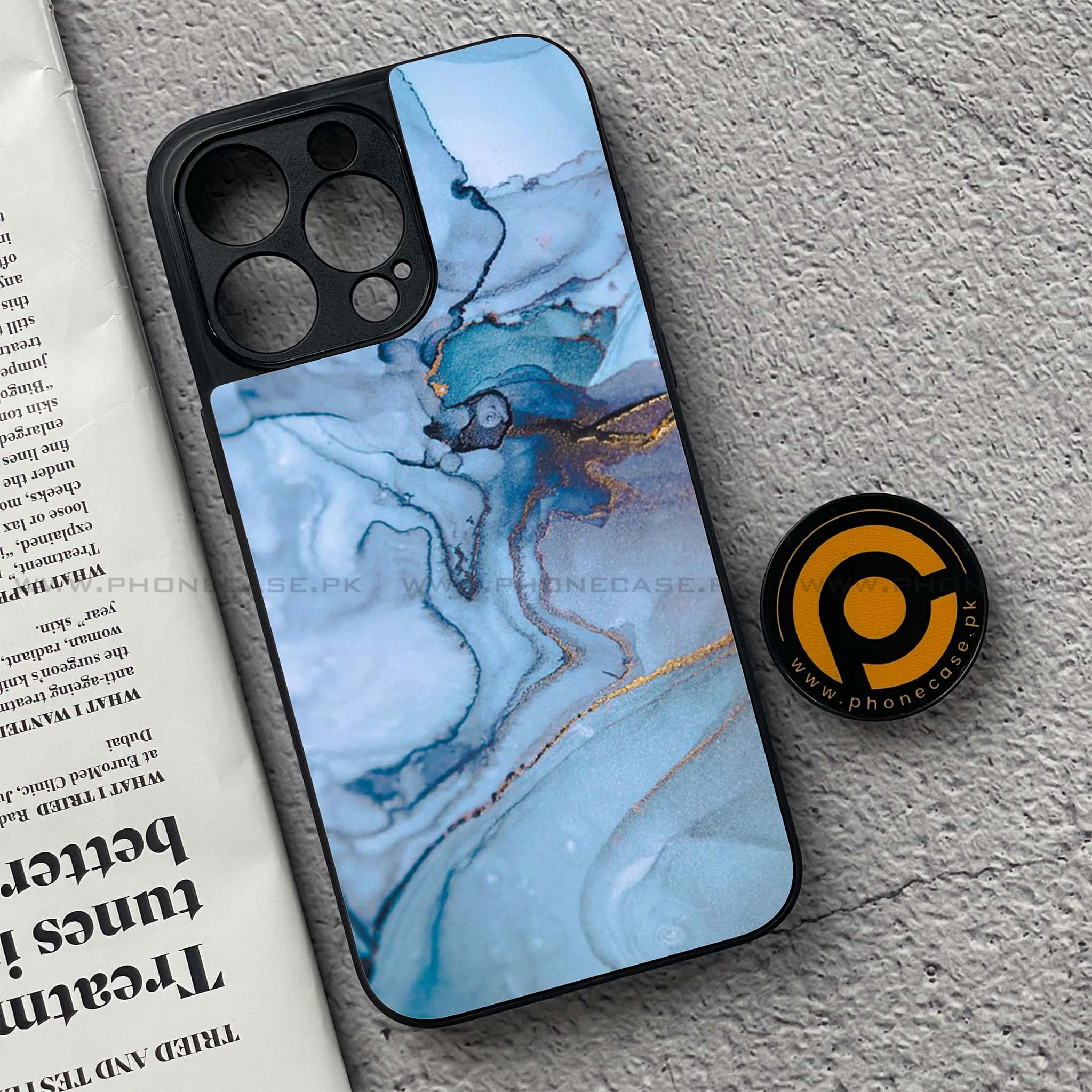 iPhone 15 Pro - Blue Marble Series - Premium Metal Printed soft Bumper shock Proof Case