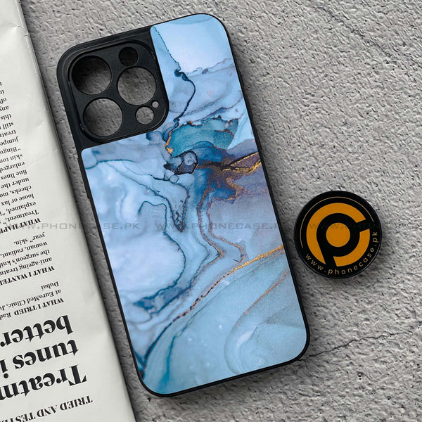 iPhone 15 Pro - Blue Marble Series - Premium Metal Printed soft Bumper shock Proof Case
