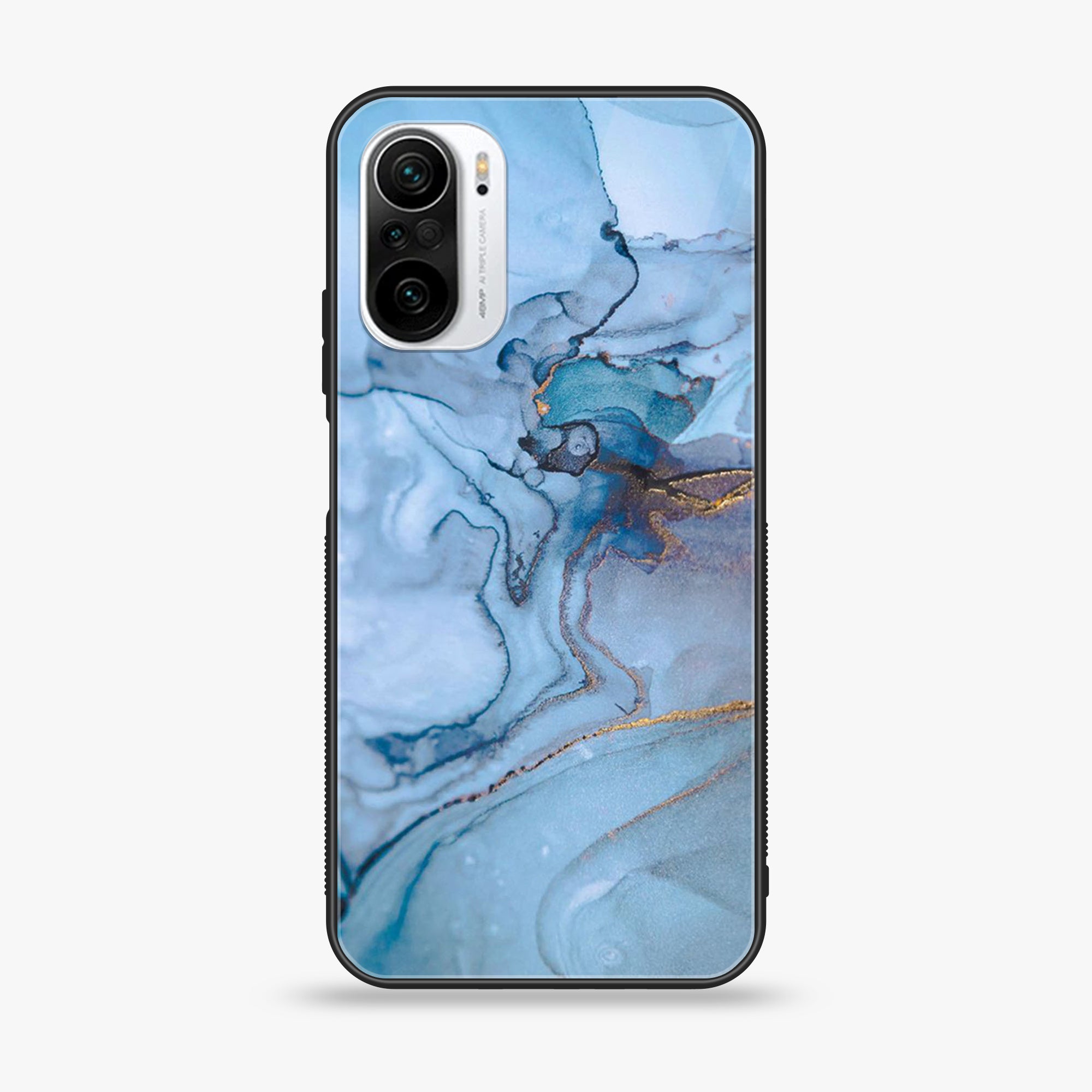 Xiaomi Poco F3 - Blue marble Series - Premium Printed Glass soft Bumper shock Proof Case