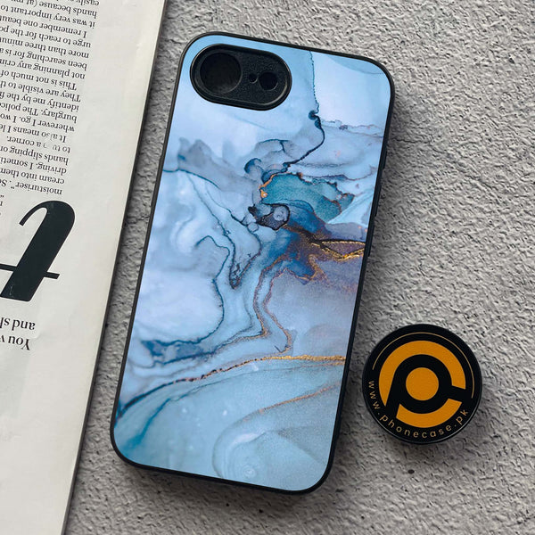 iPhone 16e - Blue Marble Series - Premium Metal  Printed soft Bumper shock Proof Case