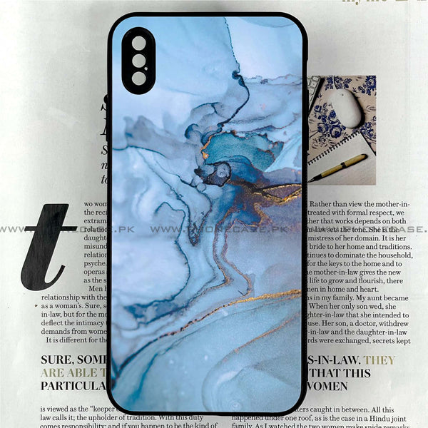 iPhone Xs Max - Blue Marble Series - Premium Printed Glass soft Bumper shock Proof Case