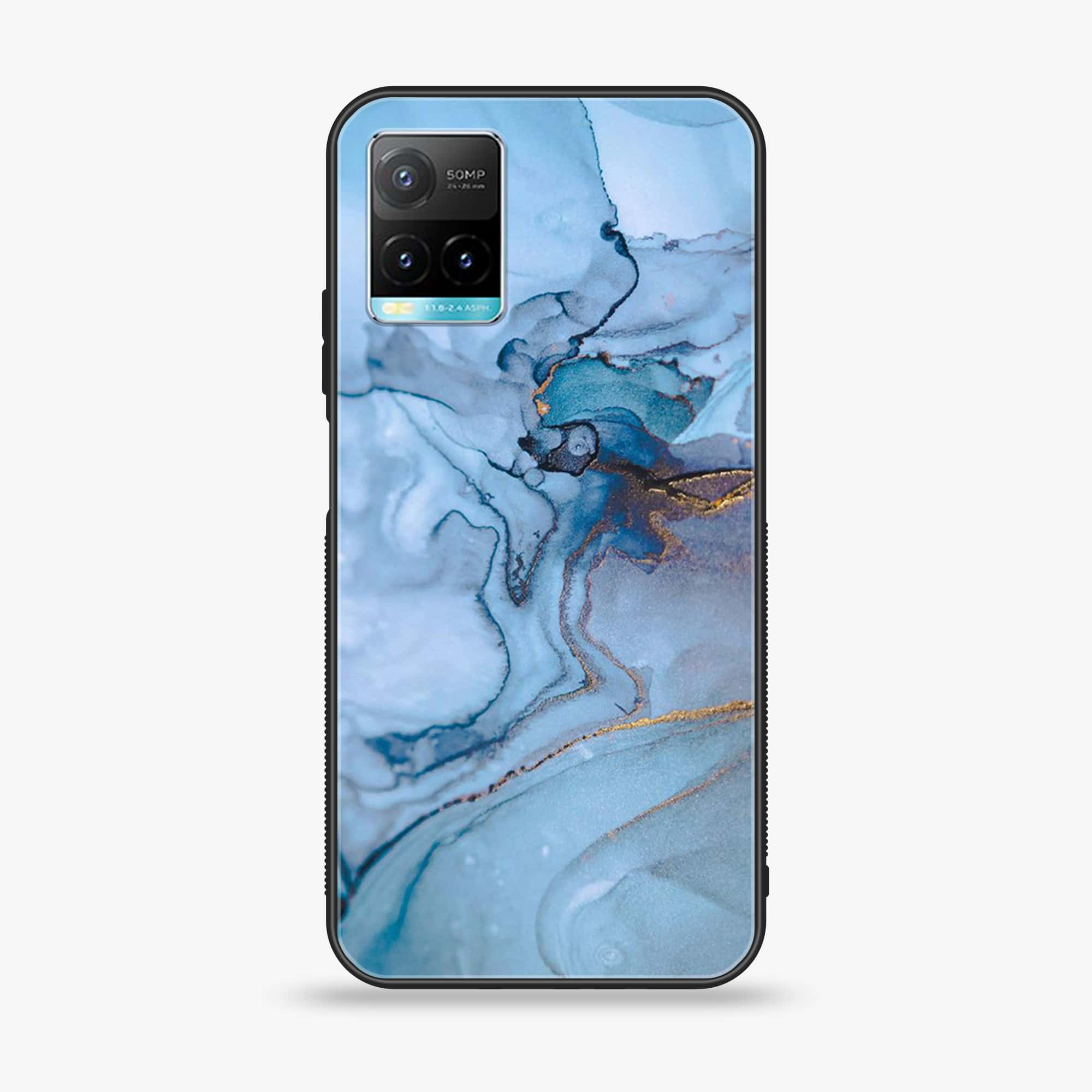 Vivo Y33T - Blue Marble Series - Premium Printed Glass soft Bumper shock Proof Case