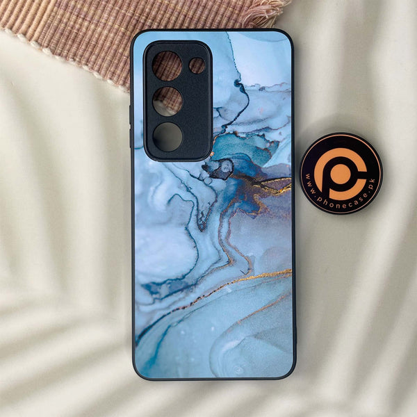 Oppo A5 2025 - Blue Marble Series - Premium Metal Printed soft Bumper shock Proof Case