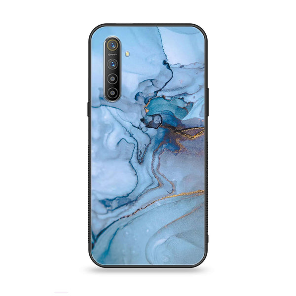 Realme XT - Blue Marble Series - Premium Printed Glass soft Bumper shock Proof Case