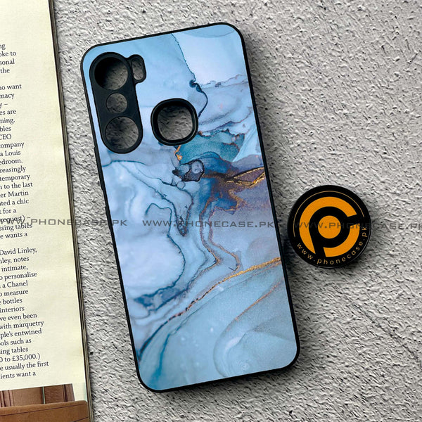 Infinix Hot 12 Pro - Blue Marble Series - Premium Metal Printed soft Bumper shock Proof Case