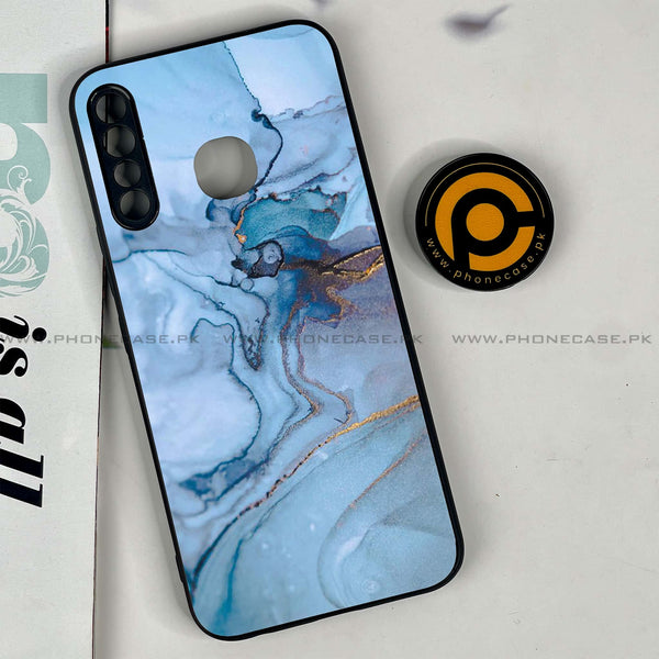 Infinix Hot 8 Lite - Blue Marble Series - Premium Metal Printed soft Bumper Shock Proof Case